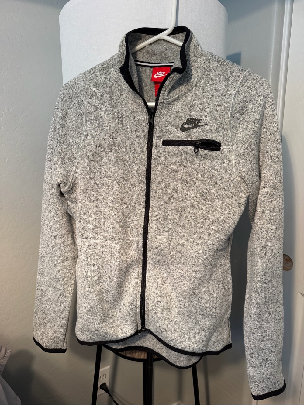 Nike Heather Gray Full-Zip Jacket with Black Trim